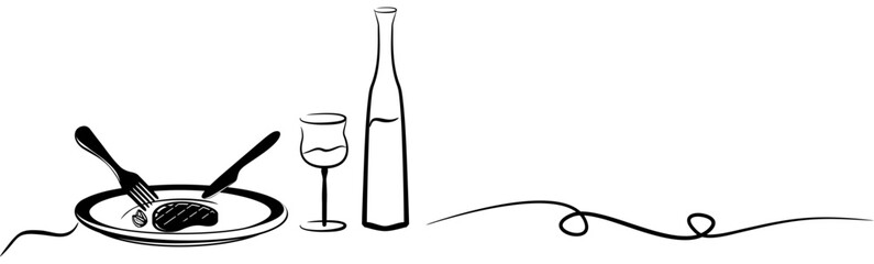 Line art cutlery for a food day