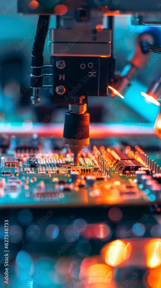 Poster a computer chip is being made in a factory