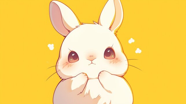 Indulge in the whimsical delight of a charming rabbit cartoon with an adorable wide eyed expression captured in a cute sketched outline