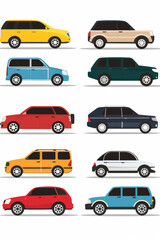 Simple icons of car, white background 
