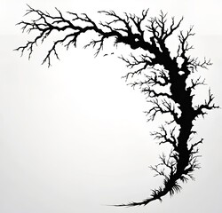 Obraz premium silhouette of a tree, silhouette, vector, bird, plant, black, sky, illustration, branches, leaf, winter, spring, design, dead, forest, leaves, autumn, bare, season, wood, landscape, crow