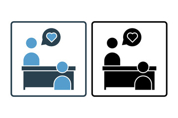 Counseling icon. icon related to mental health. suitable for web site, app, user interfaces, printable etc. solid icon style. simple vector design editable