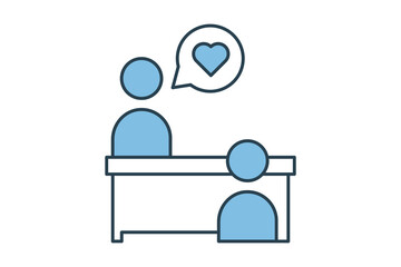 Counseling icon. icon related to mental health. suitable for web site, app, user interfaces, printable etc. flat line icon style. simple vector design editable