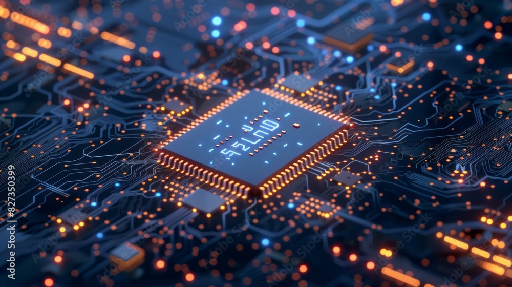 Poster a computer chip with the letters 