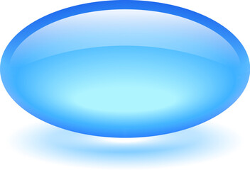 Blue pill icon, soft gel capsule vector cartoon