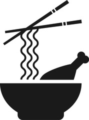 Chicken noodle food vector icon