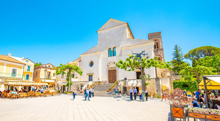 Ravello old town and Duomo central square with cathedral, Italy