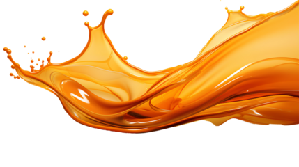 orange abstract liquid wave PNG. orange pigment floating isolated. orange liquid splash PNG