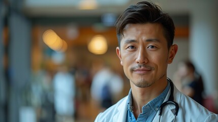 Fototapeta premium portrait of a asian doctor with stethoscope