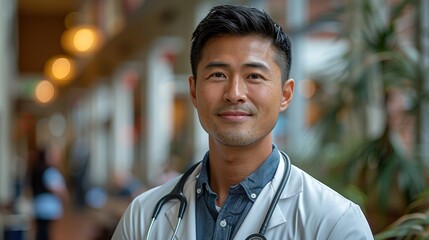 Fototapeta premium portrait of a asian doctor with stethoscope