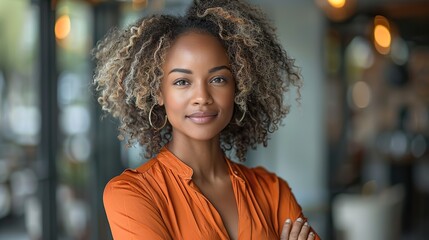 african american mature female ceo with arms crossed