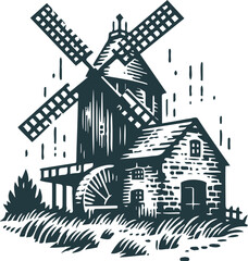 Vector stencil of a classic windmill