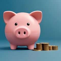 Go to Page
|123456Next
Smiling pink pig piggy bank next to a stack of gold coins. isolated on blue background. Investment success. savings concept