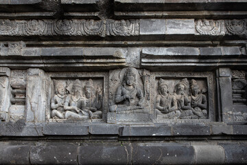 Close-up of the iconic Prambanan Hindu temple in Indonesia