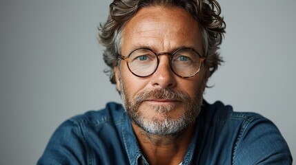 Obraz premium portrait of a handsome mature businessman in glasses isolated over white background