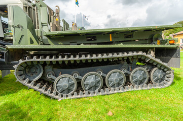 Trailer of a military tracked vehicle.