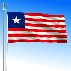 Liberia, official national waving flag, african country, vector illustration