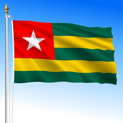 Togo official national waving flag, african country, vector illustration