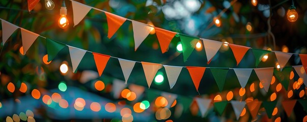 Festive flags and lights celebrating India's Independence Day