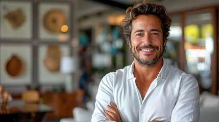 Fototapeta premium portrait of a professional businessman or manger a smiling with arms crossed at office