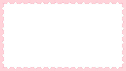 Pink scallop frame for web, presentation, empty border for 16:9 project for writing space, cut out.