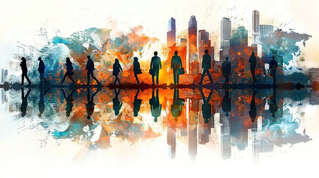 global business concept silhouette of business people