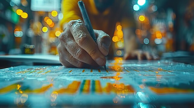 close up of business people working in office financial summary that the finance department has generated for his new business - Powered by Adobe