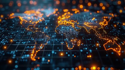 Fototapeta premium connectivity to a global network e commerce digital connection technology the world map notion of global business and big data analytics and business concept