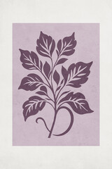 Fashionable illustration in vintage style. Pattern to print for wall decorations. Abstract botanical shapes. Generated by Ai