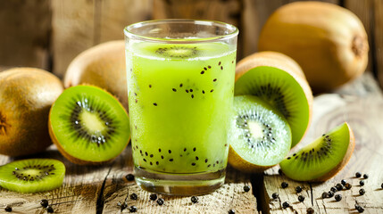 Healthy eating - green vitamin smothie with kiwi vegetables, Detox healthy drink for energhy,Preparation of fruit drink with kiwi and mint,Healthy fresh kiwi smoothie in glass