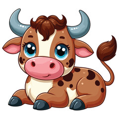 Cute bull cartoon vector