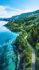 Scenic Lakeside Road: A Journey through the Norwegian Countryside
