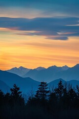 Obraz premium Serene Sunset over Snow-Capped Mountains