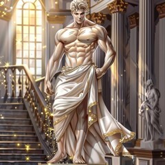 Obraz premium Abstract Elegant Stoic Figure Portraying the Stoicism Existence with Stoical Expressionism. Monumental inspiration for quotes