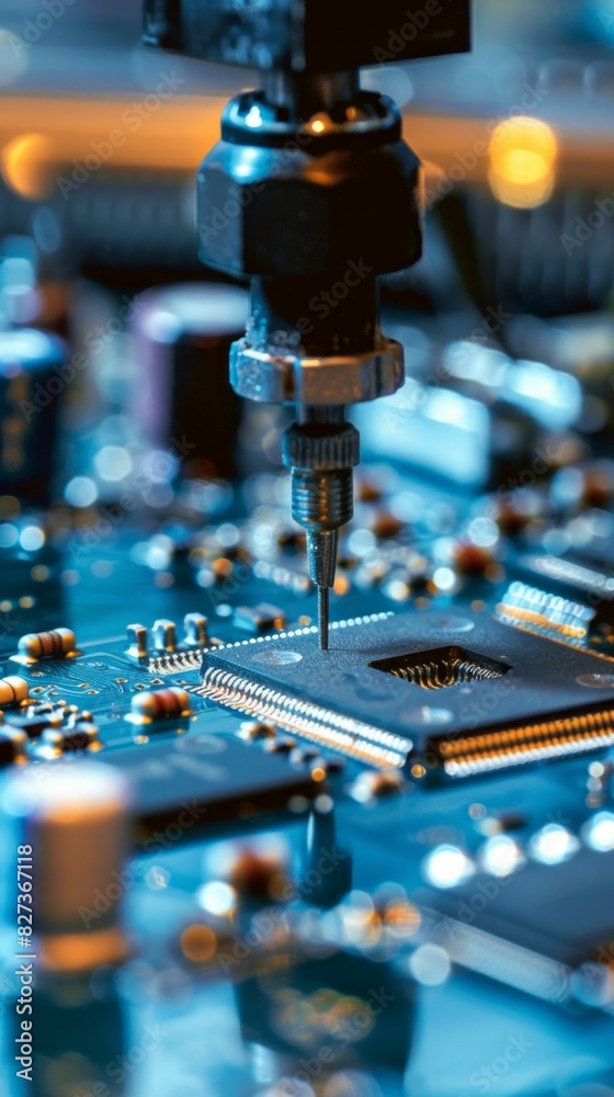 Aufkleber A close up of a computer chip being inserted into a computer