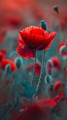 Obraz premium Red Poppy Field: A Vivid Landscape