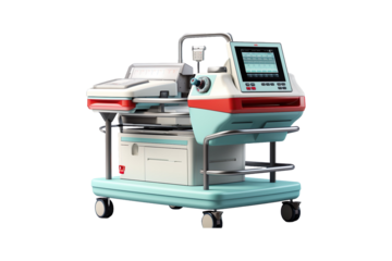 Ecg Machine Trolley isolated on transparent background.