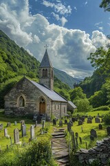 Peaceful Church in a Pastoral Landscape