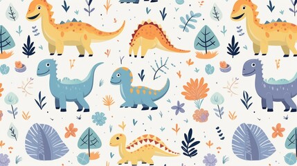 Naklejka premium seamless pattern with dinosaurs