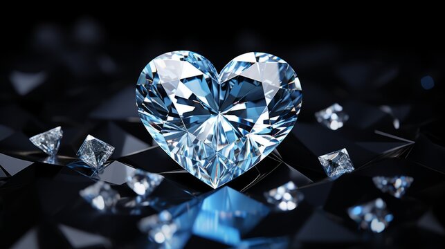 diamond heart on black background