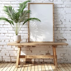 Eco-friendly Modern Home Office Setup with Plant and Whiteboard