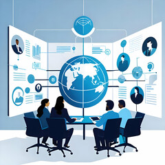business team with globe