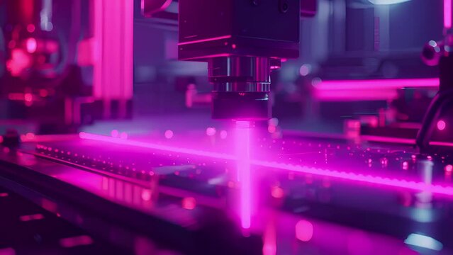 On a nearby table a mechanic is using a specially designed laser ter that uses quantum tunneling to create precise s in materials.