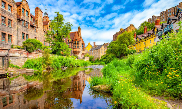 The Dean Village historic district in Edinburgh, Scotland