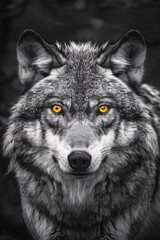 Naklejka premium The Eyes of the Wolf: A Close-up Portrait