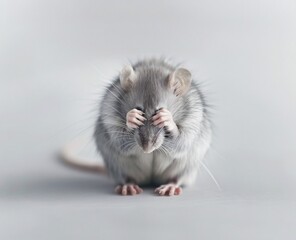 Curious Mouse: Hiding Its Face in Surprise or Concern