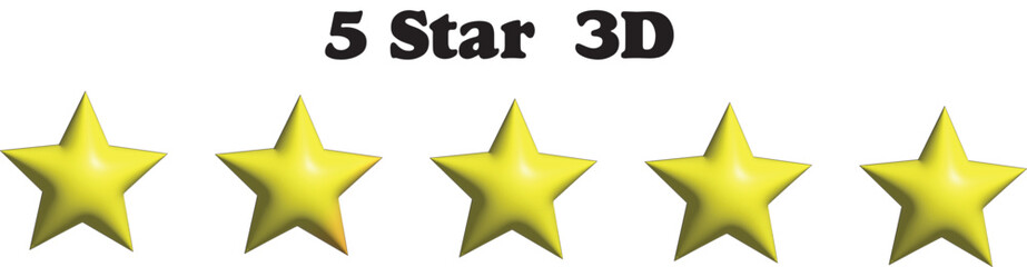 Customer rating feedback concept. Five stars review icon set. Realistic 3d design. For mobile applications