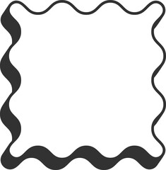 Wavy border frame. Square scallop edge box. Retro cute rectangle shape. Squiggle groovy aesthetic...
