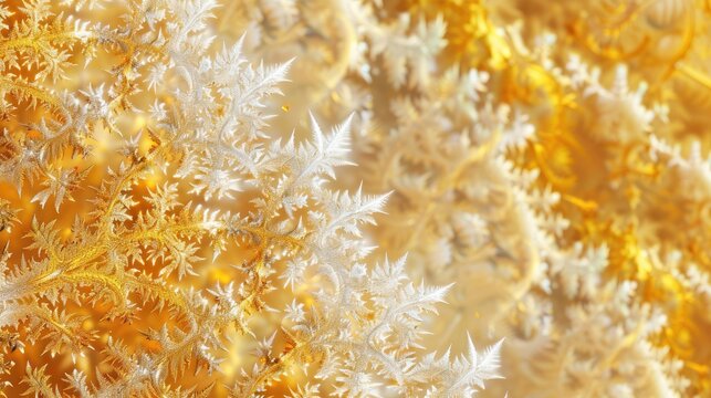 Fractal Art Depicting a Gold Dendritic Background Resembling Frostwork