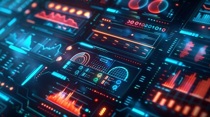Fototapeta premium Vibrant Cyberpunk Interface Graphic Design